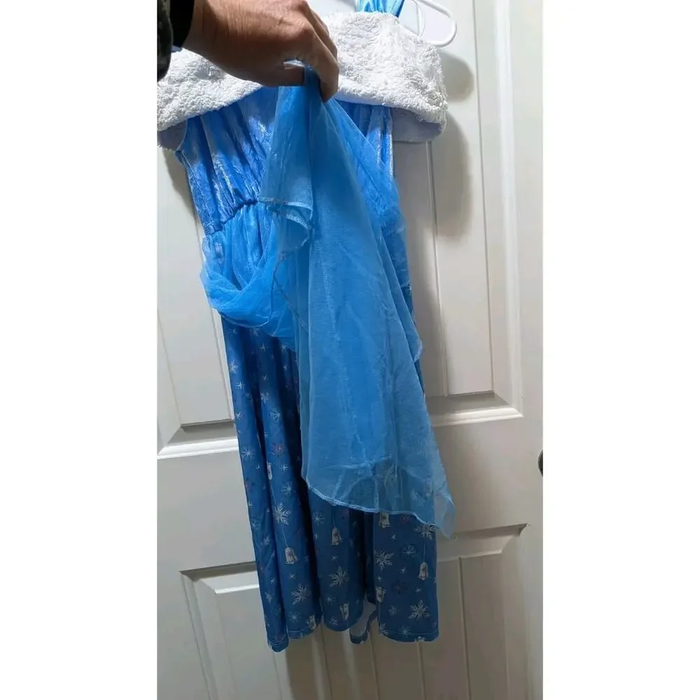 Disney Frozen Elsa Girls Blue Princess Dress Cosplay Halloween Costume Size 8